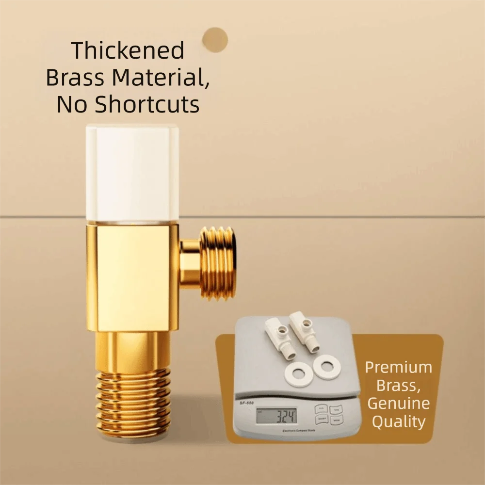 Accessories Solid Brass Triangle Valve Copper Material G1/2 Thread Water Stop Valve Cream White Quick Opening Angle Valve Toilet