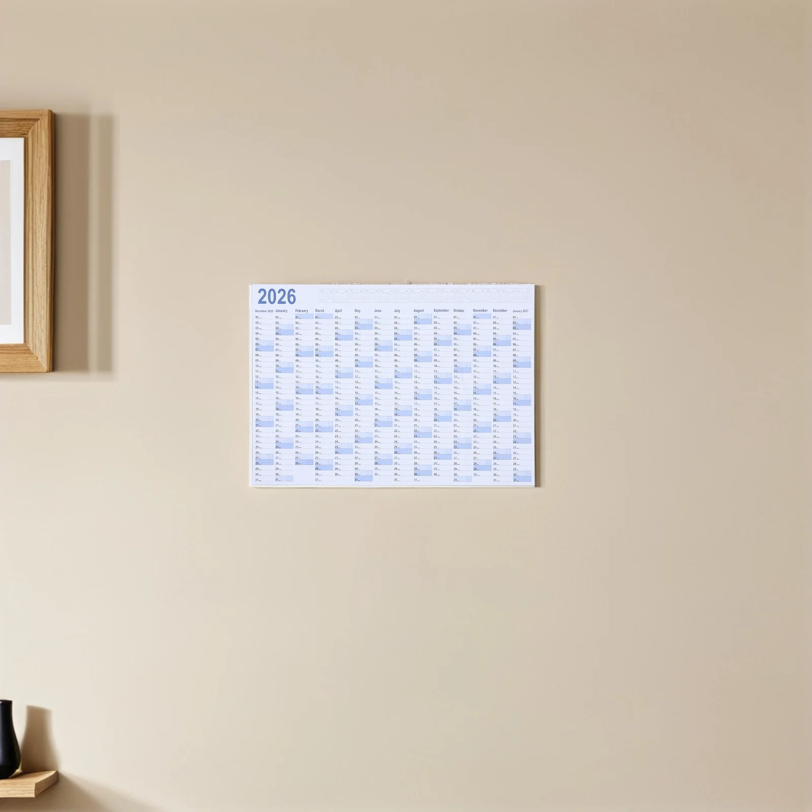 2 세트 2026 점보 벽 달력 대형 월간 플래너 사무실 가정 가족 업무 이벤트를 위한 쓰기 가능한 연간 일정 주최자