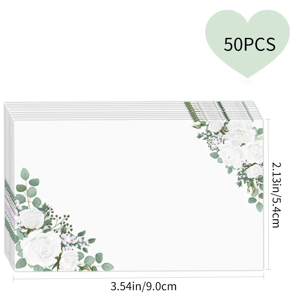 50pcs Blank Greeting Cards Simple Fresh Floral Style, Romantic Natural Atmosphere for Weddings Birthdays Parties Thank You Cards