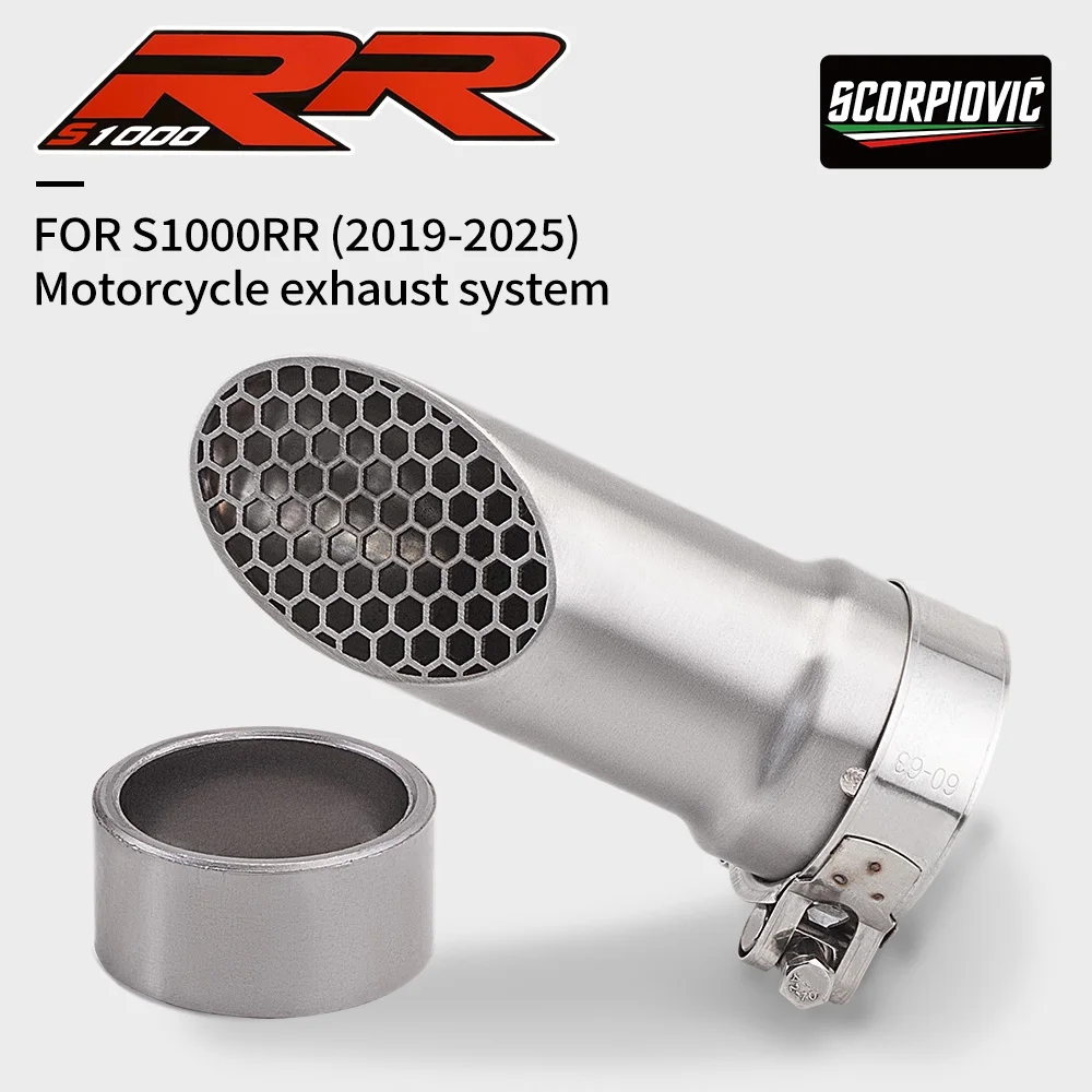 الانزلاق على ل S1000 R S1000 RR 2019-2025 دراجة نارية العادم الخمار الأوسط اتصال أنبوب موتوكروس دراجة نارية العادم