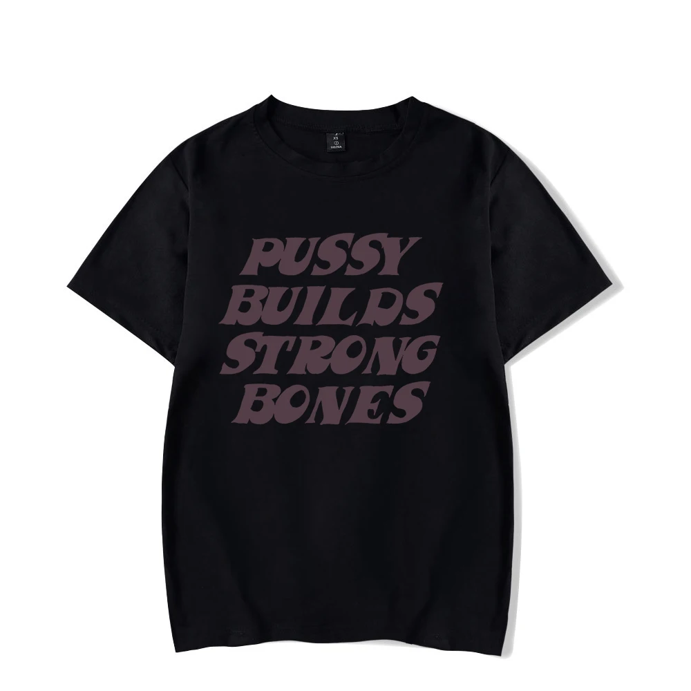 2026 Pussy Builds Strong Bones Rapper Playboi Carti T-shirt Crewneck Short Sleeve Tee Women Men's Tshirt Vintage Hip Hop Clothes