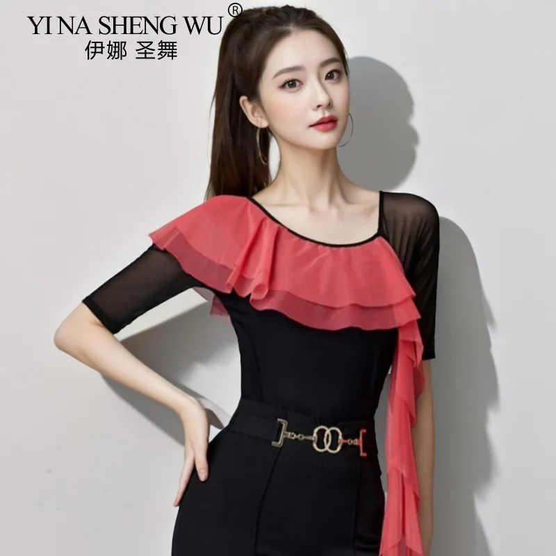 Sexy Latin Dance Top Vrouwen Moderne Dansen Wals Prestaties Bodysuit Ballroom Dans Nationale Standaard Dans Praktijk Top