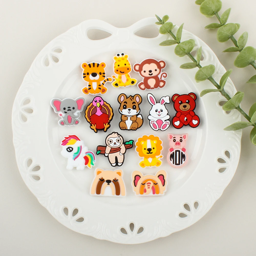 5/10Pcs Focal Silicone Beads Animals Cute kandi Beads for Jewelry Making Crafts DIY Pen Beaded Key Chain Bracelet Accessories