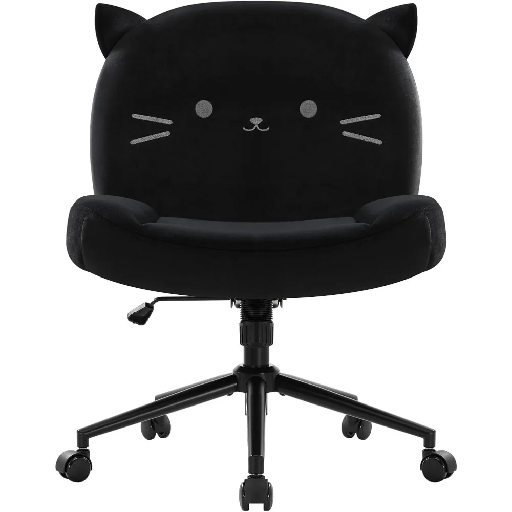 

armless office desk chair with wheels,ergonomic criss cross legged computer chair with fabric padded, height adjustable wide sea