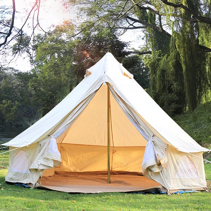Producto estrella: Tienda de campaña de lujo tipo yurta, tienda piramidal, tienda tipo campana, de lona de algodón resistente, con logotipo personalizado, 3M 4M 5M 6M 12KG, para resorts y glamping