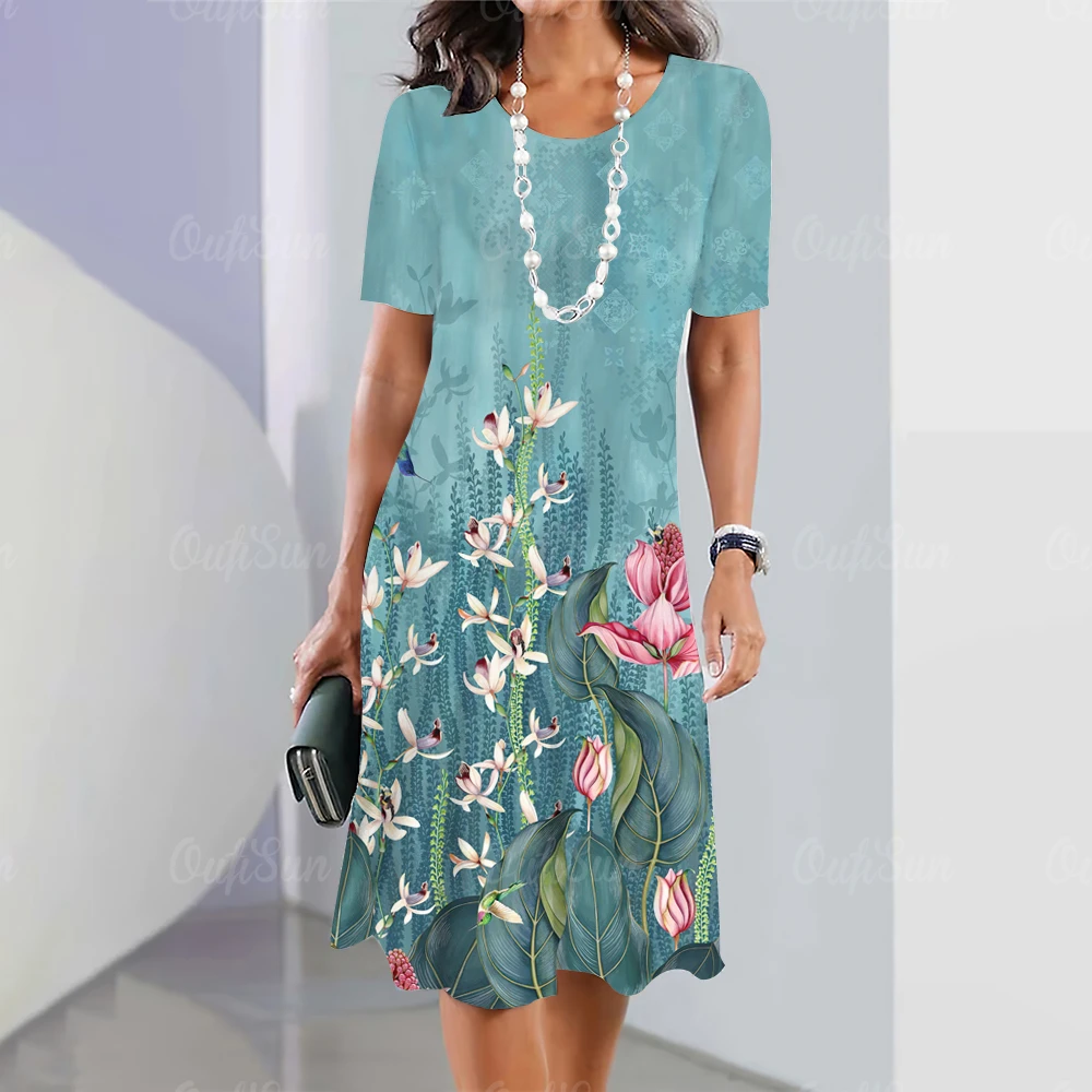

Новые женские платья, Элегантные повседневные платья с цветочным принтом и коротким рукавом, стиль Y2k для кемпинга, Модные Винтажные Платья 2023