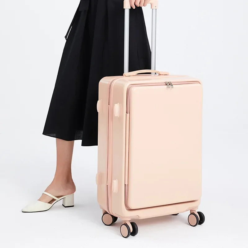 

20/24/22/26 inch carry on trolley luggage bag fashion woman password Travel suitcase on wheels Front opening rolling luggage
