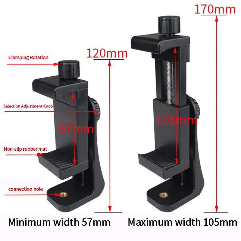 Tripod Phone Mount Holder Head Standard Screw Adapter Rotatable Digtal Camera Bracket,Compatible for Most Cellphones iPhone