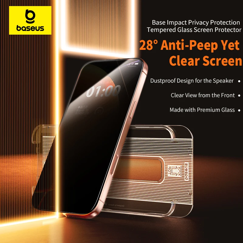

Baseus 1Pcs Corning Series Privacy Screen for iPhone 17 Pro Max Anti Peeping Tempered Glass Full Coverage Dust-Free Installation