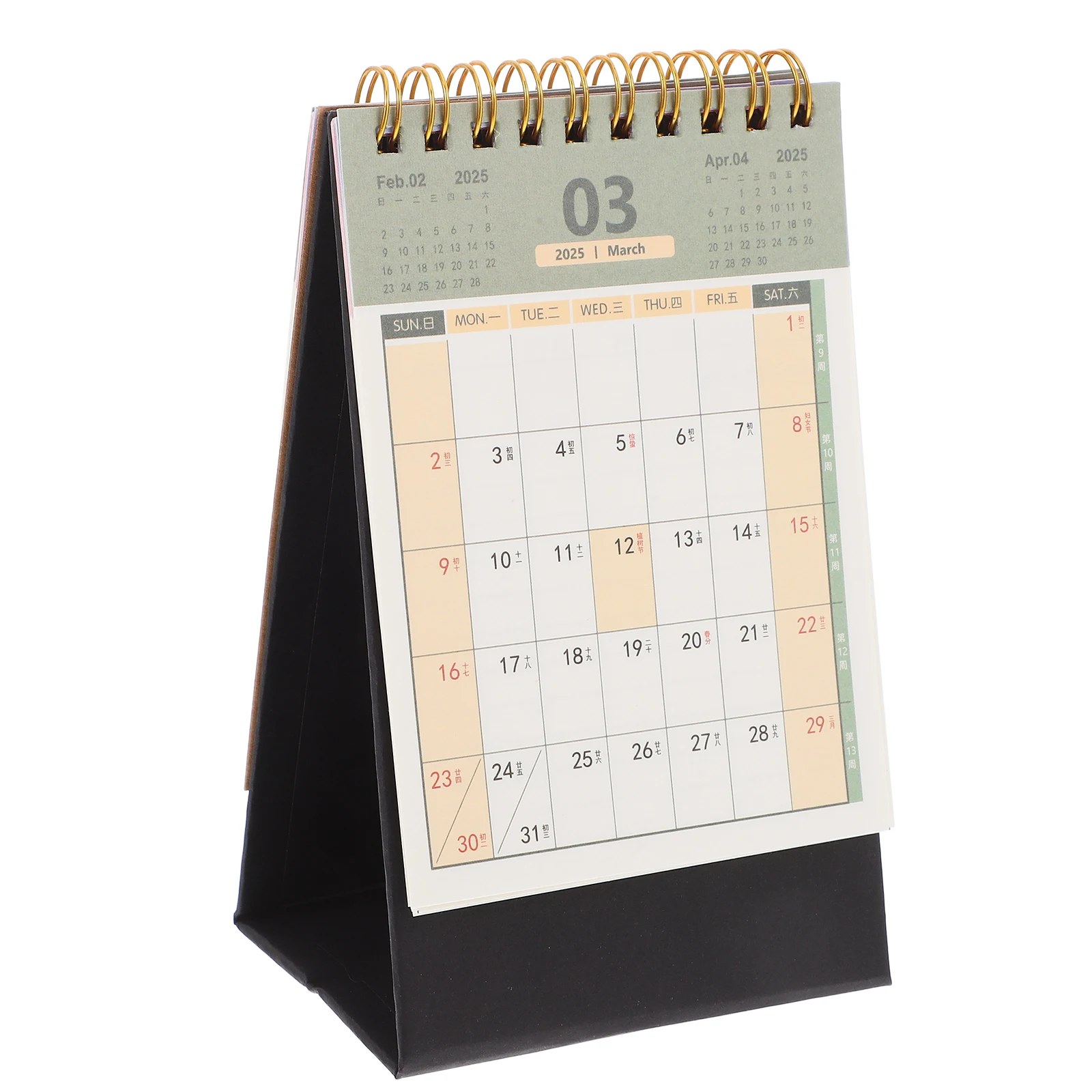

2025 Desk Calendar Thick Paper Monthly Memo Coil Binding Standing Flip Small Desktop New Year Planner Decorative Office