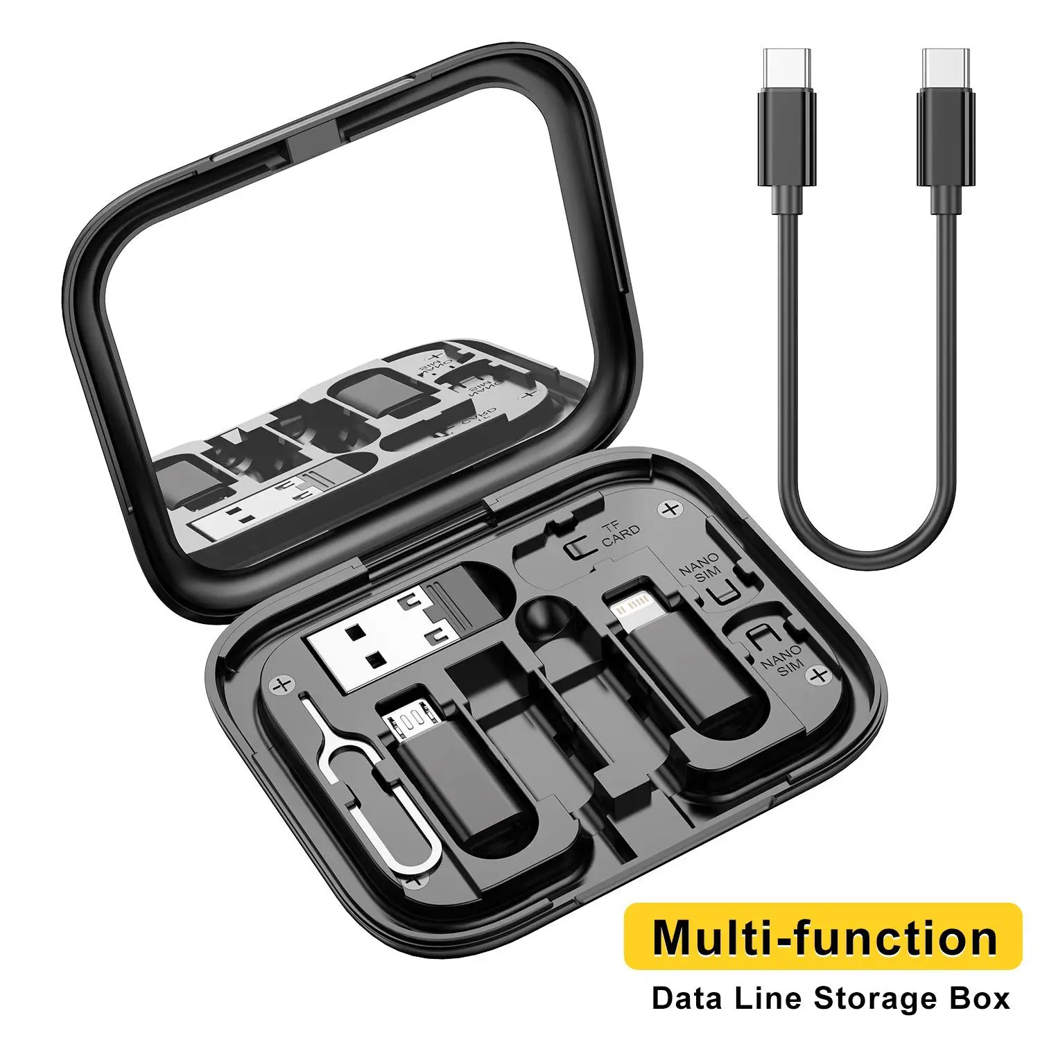 

Car phone charging cable/Multi-adapter data cable multi-box/Multiconnector replacement /At the same time can do makeup mirror