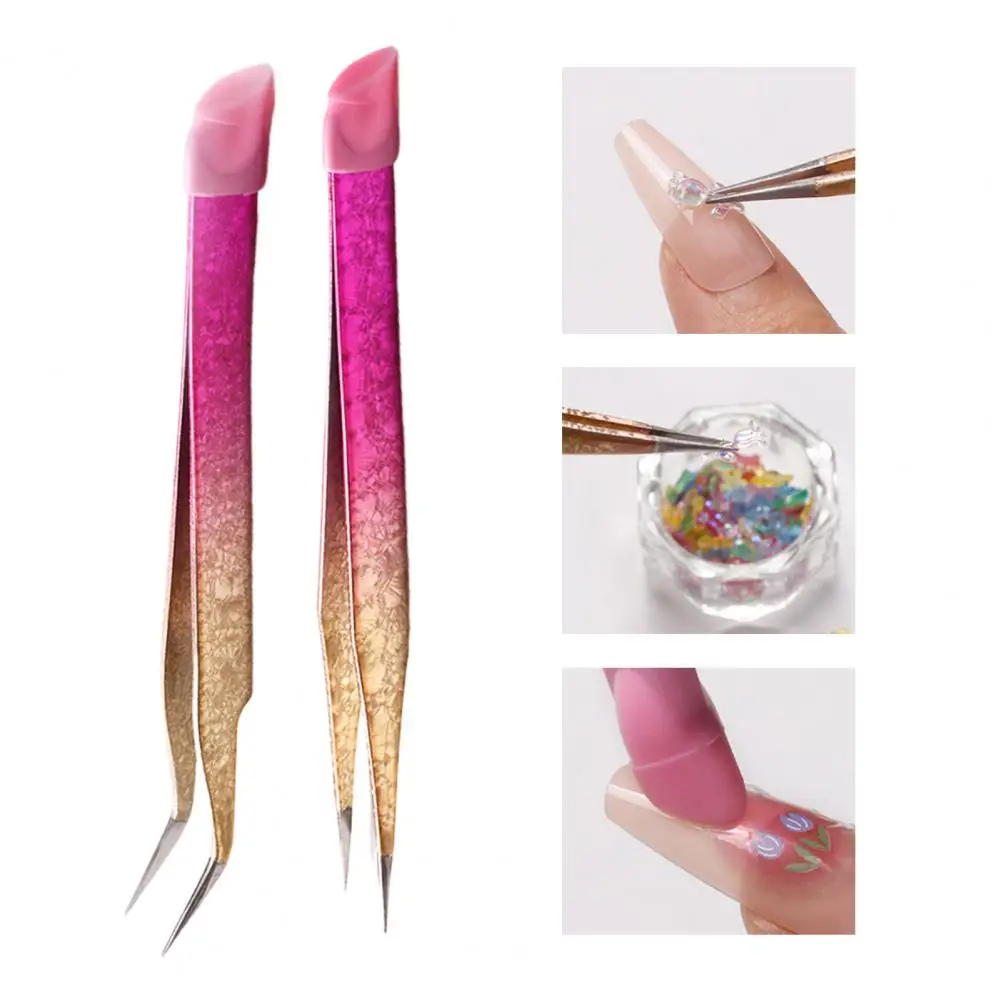 Convenient Nail Shaping Clip UV Gel Fixed Tools Manicure Tweezers Stainless Steel  Rhinestones Picker