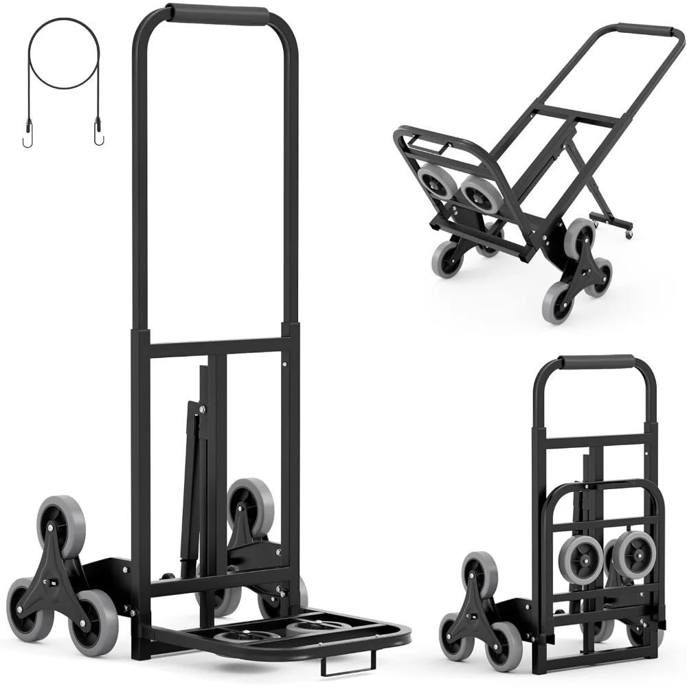 

Stair Climbing Dolly Cart with 330 lbs Capacity,with Rope and Telescoping Handle, Foldable Hand Truck with Wheels