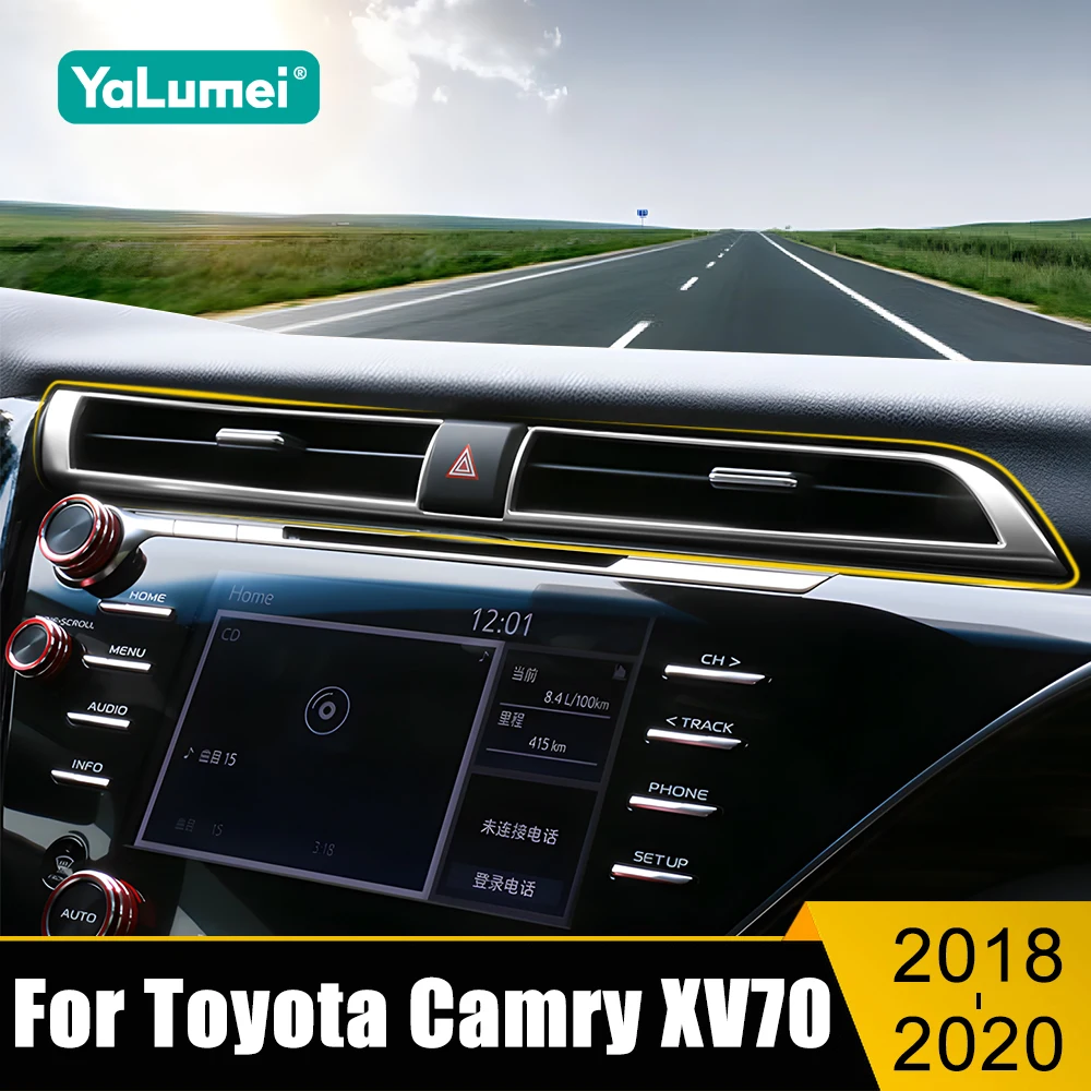 

For Toyota Camry XV70 70 2018 2019 2020 Car Center Control Air Condition Vent Outlet Frame Cover Trim Strip Sticker Accessories