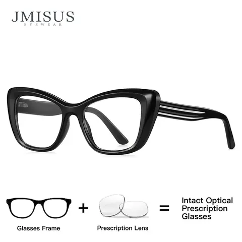 JMISUS Korean Style Cat eye Prescription Glasses Handmade Acetate Women Square Progressive Eyewear Photochromic Optical Eyeglass