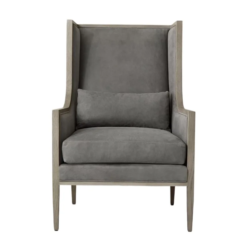 

American French bedroom leather oak linen tiger chair retro simple single villa now casual sofa chair