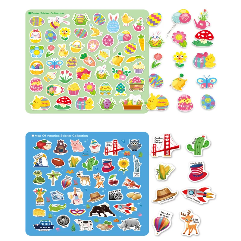 Hot New Children Scene Stickers DIY Hand-on Puzzle Sticker Books Reusable Cartoon Animal Learning Cognition Toys For Kids Gifts