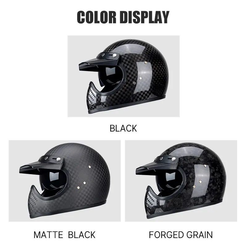 Carbon Fiber Retro Full Face Helmet Light Off-road Helmet Motorcycle Helmet Casco De Moto Accesorios Motorbike Helmet Adult