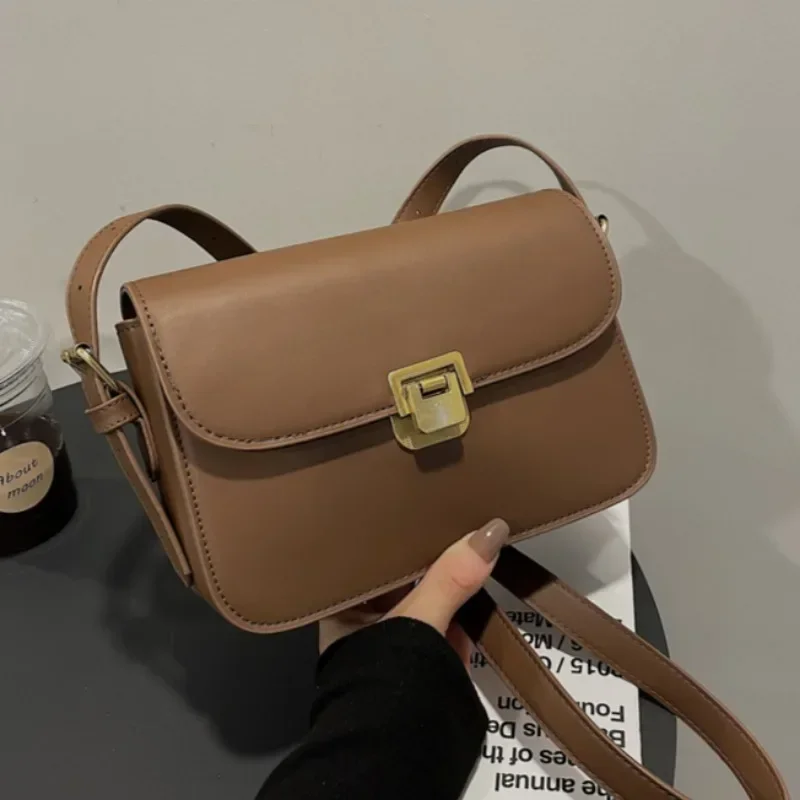 Bolso cuadrado De PU liso informal, superventas, bolso De hombro versátil para ir al trabajo, bolso cruzado De moda para Mujer, Bolsas De Mujer