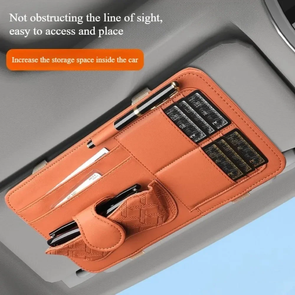 Multifunctional Car Storage Bag Sunshade Card Holder Sunglasses Clip Car Glasses Organizer
