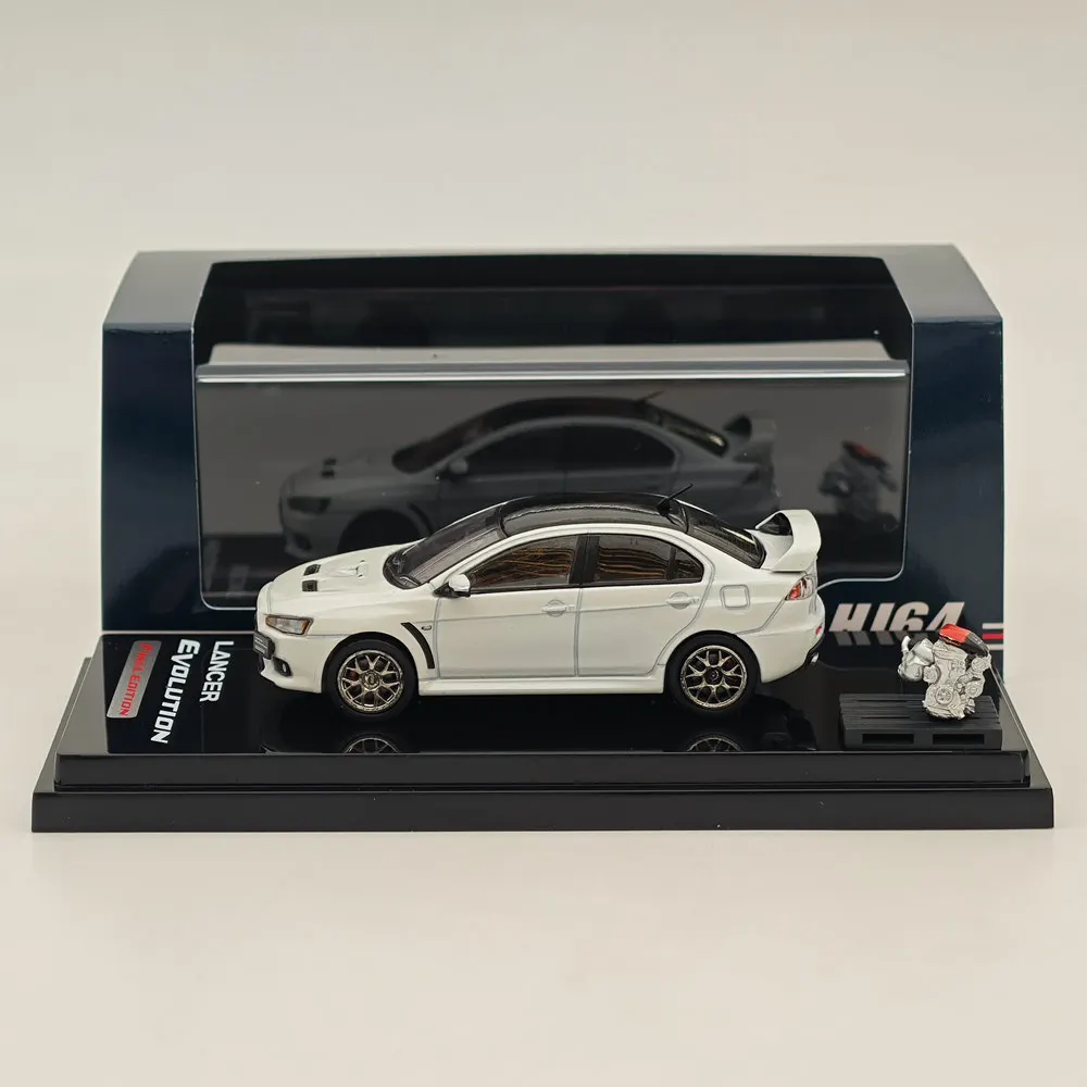 Hobby Japan 1/64 Lancer Evolution X Final Edition w/Engine Display Model White Pearl Black Roof HJ642053CWP Diecast Car