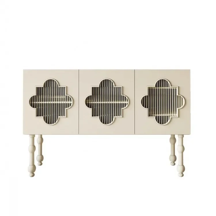 

Log cream style dining side cabinet integrated against the wall wine cabinet living room modern simple French storage cabine