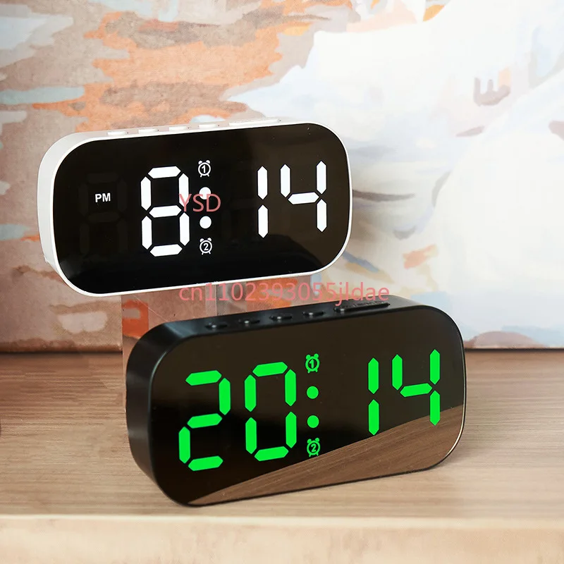 Ins Style LED Digital Clock Mirror Alarm Clock Desktop Night Clock for Students Kids