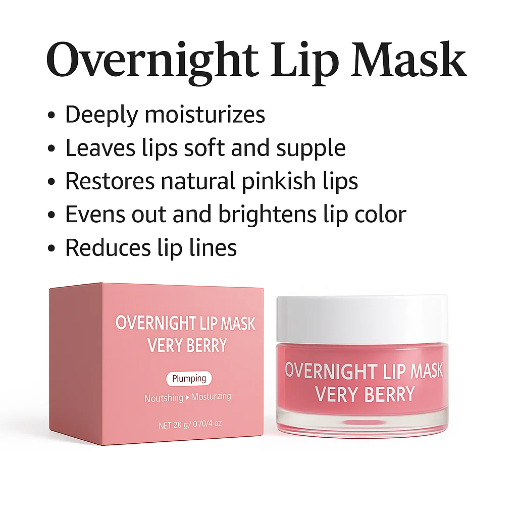 Moisturizing Overnight Lip Mask Night Lips Care Maintenance Fades Lip Lines Deeply Moisturizes, Suitable for Dry, Chapped Lips