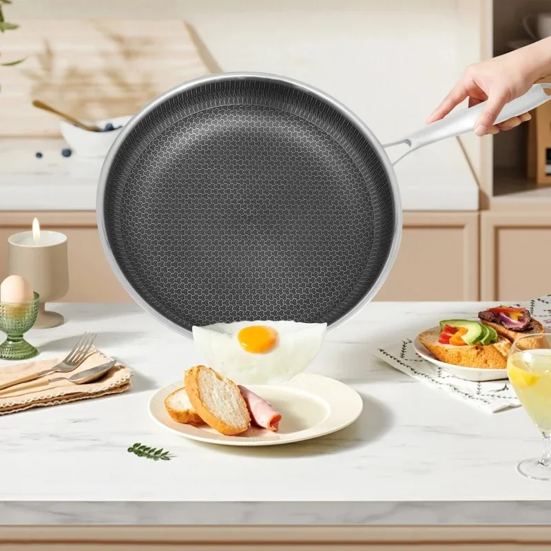 

Сковорода из нержавеющей стали 316, 28 см, сковорода вок с антипригарным покрытием, газовая плита для стейка, индукционная плита, универсальная сковорода, кухонная посуда