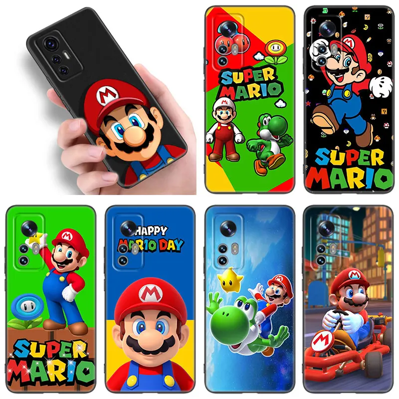 M-Mario Bros Game Black Silicone Phone Case For Xiaomi Mi 9 SE 8 10T 11 12 13 Lite 9T 11T 12S 12T 13T 14 Pro 5G NE 11i 12X