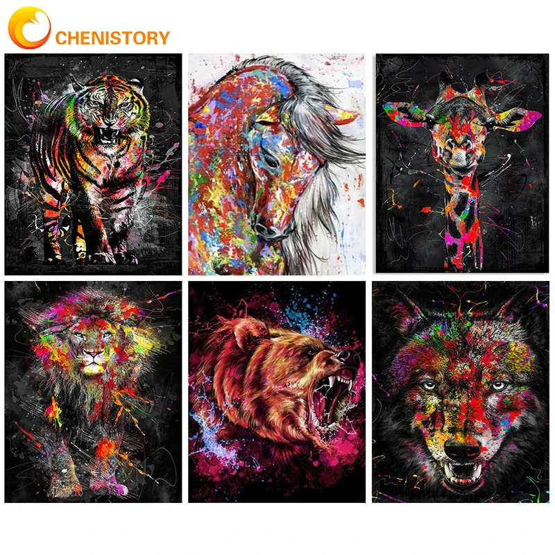 

CHENISTORY DIY Painting By Numbers Kits For Adults Animals Pictures By Numbers On Canvas Art Supplies Handpaint For Home Decor