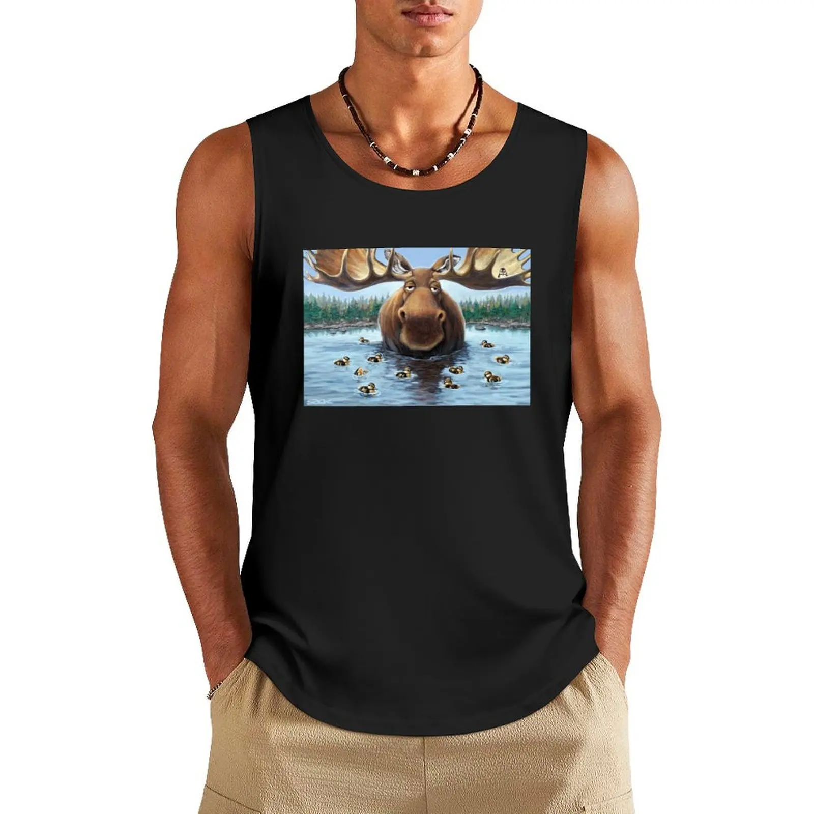 Moose and ducklings Tank Top bodybuilding t-shirt men gym