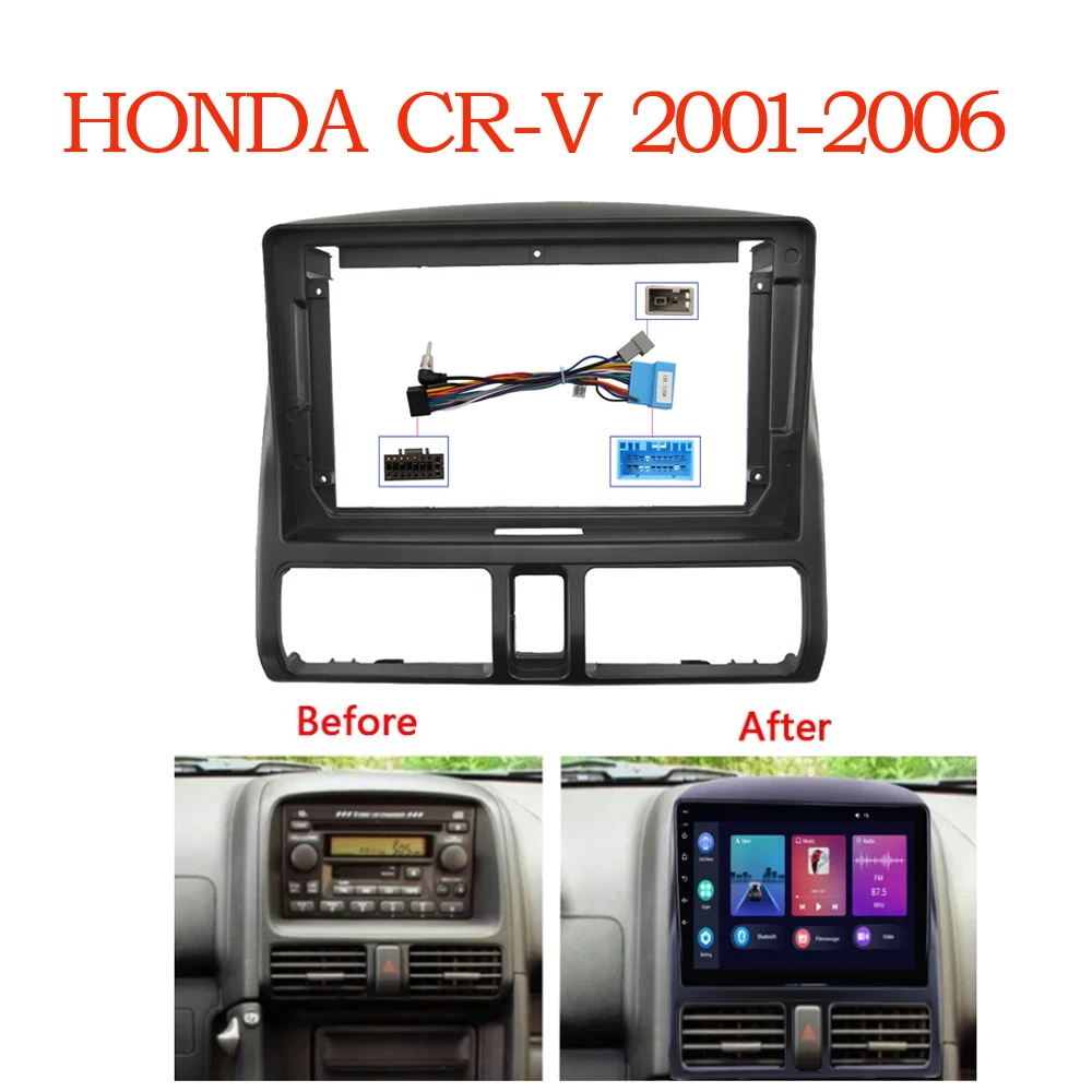 HAOCHEN 2 DIN 9 Inch Car Frame Fascia Adapter For Honda CRV C-RV 2002-2006 Android Radio Dash Fitting Panel Kit