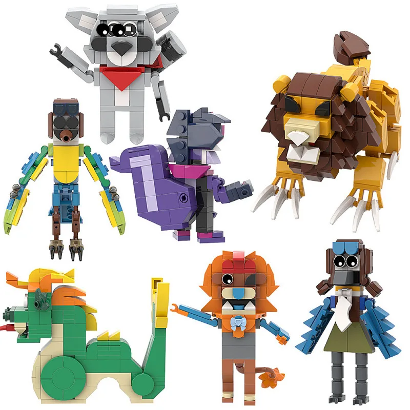 

MOC Indigo Horror Game Mascot Building Blocks Raccoon Lion Bird DIY Figure Model Bricks Gift for Men Adult Fans