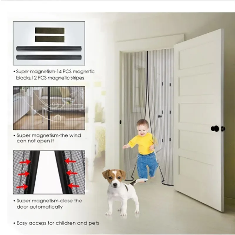 Magnetic Anti Mosquito Insect Net Door Curtain Self-adhesive Dustproof Ventilation Automatic Closing Invisible Door Porch Screen