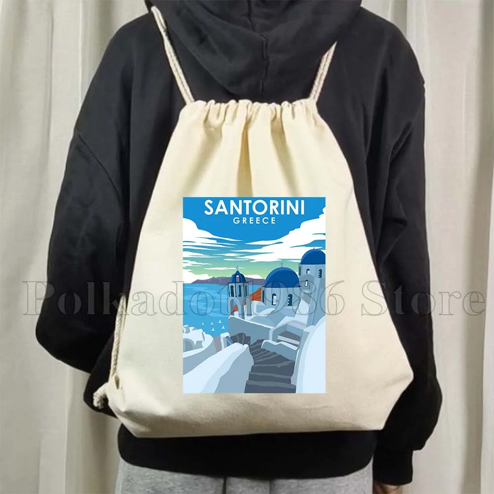 Lake Como Kyiv Milan Rio De Janeiro San Diego Santorini Greece Sydney Tokyo Reykjavik Drawstring Bag Soccer Backpack Sackpack