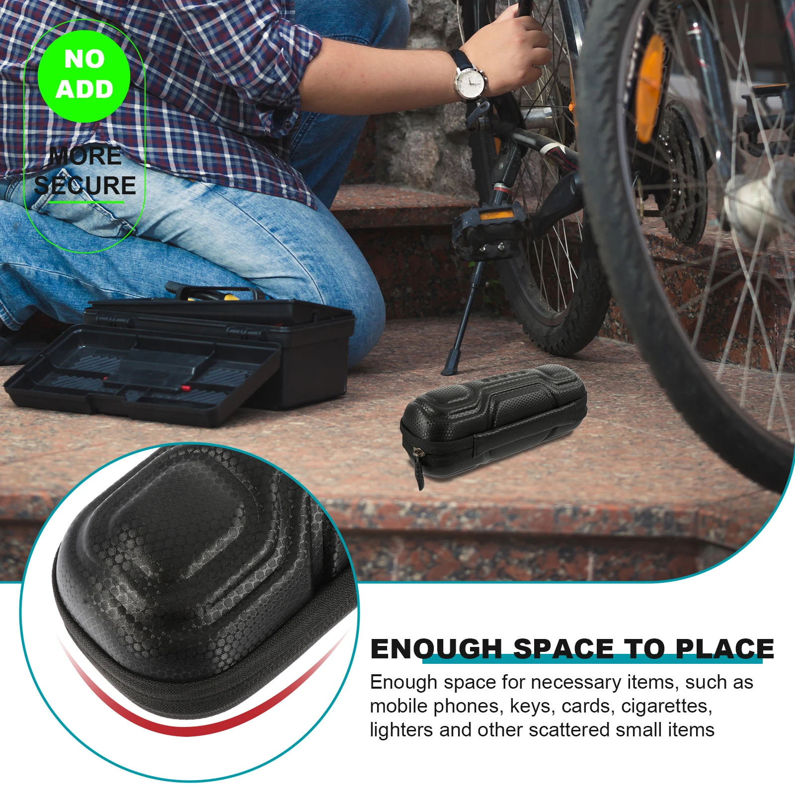 

Bike Kettle Bag Black Waterproof Hard Shell PU Cycling Pouch Large Storage Capacity Bike Accessory for Outdoor Use