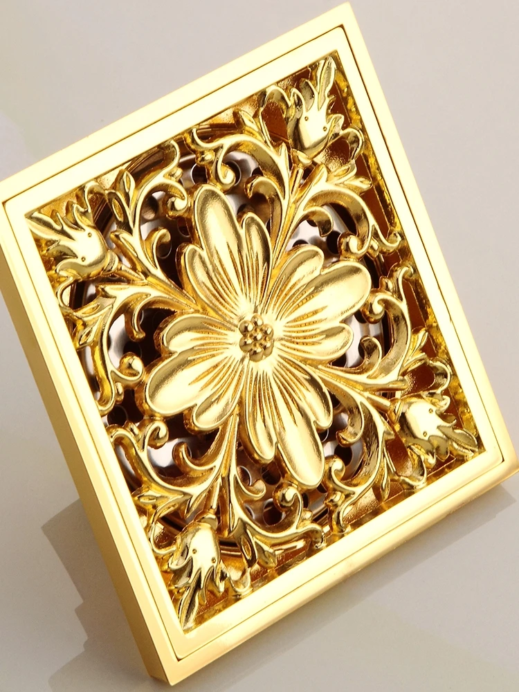 

Gold all-copper deodorizer tee floor drain thickened core bathroom