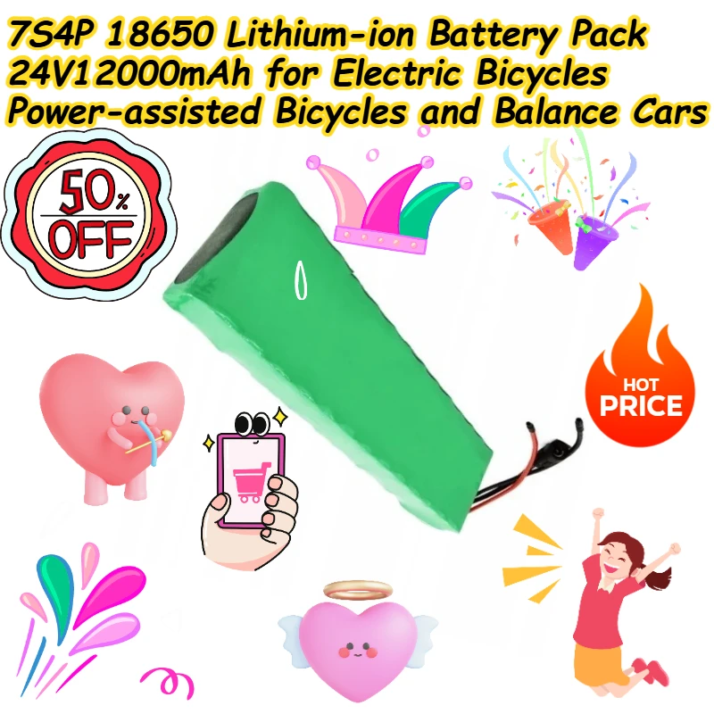 

7S4P 18650 Lithium-ion Battery Pack 24V12000mAh for Electric Bicycles Power-assisted Bicycles and Balance Cars