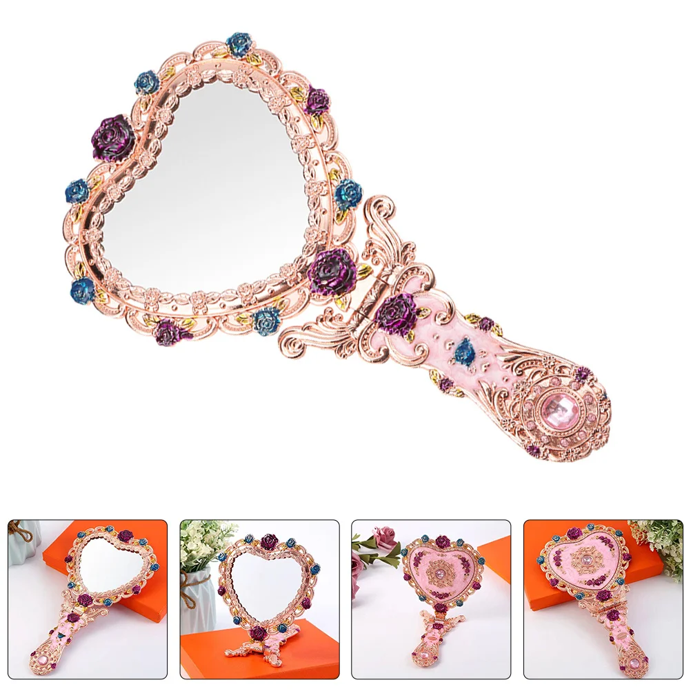 

Heart Shaped Hand Mirror for Women Portable Vanity Mirror High Definition Surface Durable Exquisite Gift for Girls Ladies
