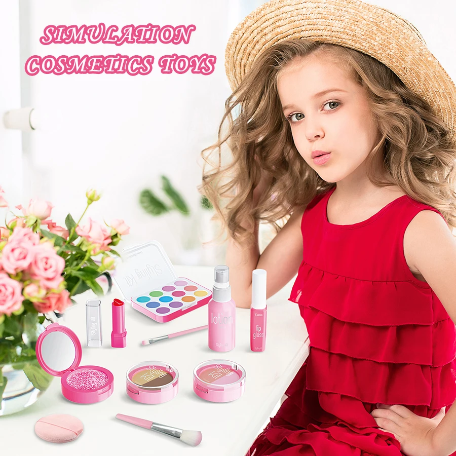 10 قطعة/المجموعة/المجموعة محاكاة التظاهر ماكياج اللعب منزل اللعب لعبة مستحضرات التجميل مجموعة عينيه لوحة أحمر الشفاه تطبيقها (ليست ماكياج حقيقي)