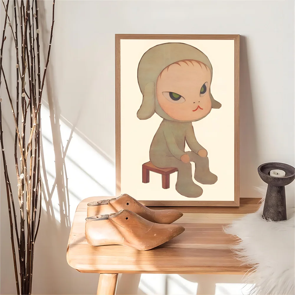 Yoshitomo Nara Art Cartoon Poster Movie Sticky Posters Retro Kraft Paper Sticker DIY Room Bar Cafe Aesthetic Art Wall Painting