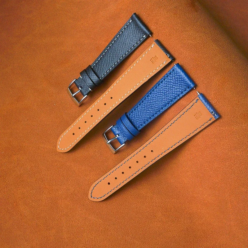 Denique Epsom سليم حزام جلد البقر حزام (استيك) ساعة جلد طبيعي أسود 20 مللي متر 22 مللي متر حزام ساعة اليد حزام الإفراج السريع سوار حزام الساعات