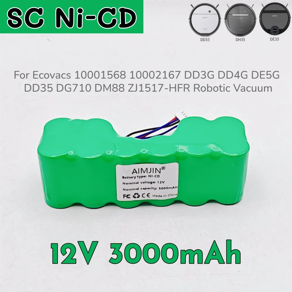 

3000 мАч, 12 В, аккумулятор Ecovacs Deebot DE33 DE35 DE55 DE5G DD35 DM87 DM88 DG710 DG716, аккумулятор для робота aspirapolvere