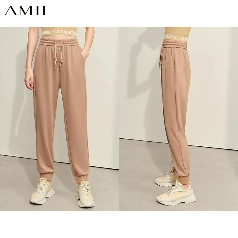 AMII Minimalism Autumn New Pants For Women 2026 Sports Elastic Casual Patchwork Streetwear Women Fashion Loose Trousers 12343128