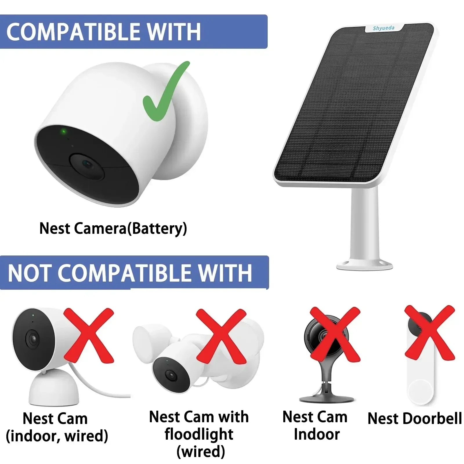 New 4W Solar Panel for Nest camera (battery ) Weatherproof 13.1ft Power Cable mount