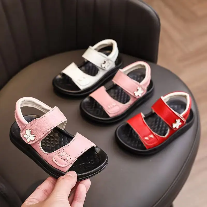 

Children Summer Beach Sandals 2025 Cool Boys Girls Genuine Leather Cowhide Breathable Comfortable Flat Sandals Baby Soft Shoes
