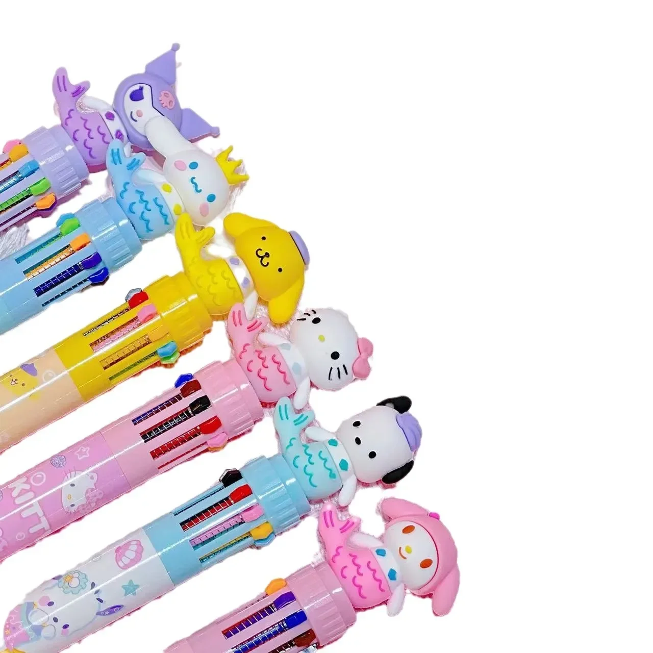 Ballpoint Pen Set 36pcs Sanrio 10-Color Ballpoint Pen High-Value Students Multi-Color Press Hand-Held Pen Cartoon Stationery