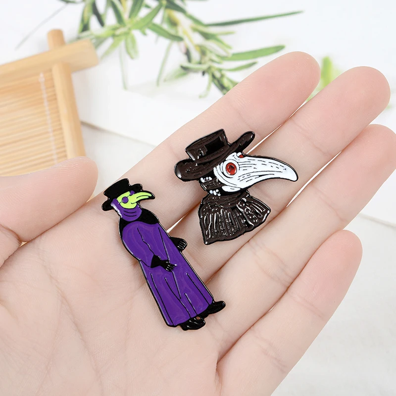 Pin personalizado para bolso, broches de cara de pico, insignia de dibujos animados, Pin de solapa, hebilla, regalo de joyería para enfermera, amigos, Doctor de la peste, esmalte