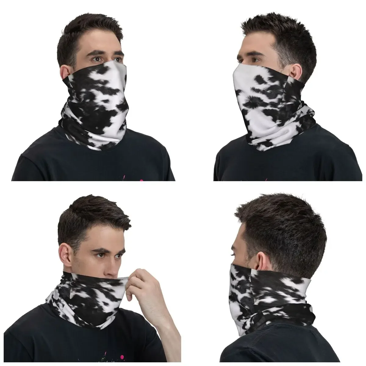 Cowhide Leather Texture Bandana Neck Gaiter for Ski Hunting Men Women Wrap Scarf Animal Hide Headband Warmer